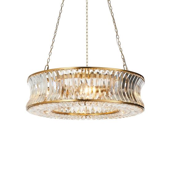 Bandon Pendant Warm brass plate with crystal and clear glass