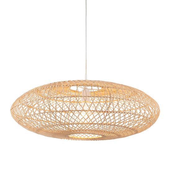 Bath Large Pendant Natural rattan &amp; gloss white