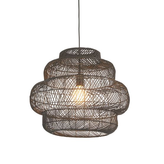 Bath Pendant Black rattan &amp; matt black