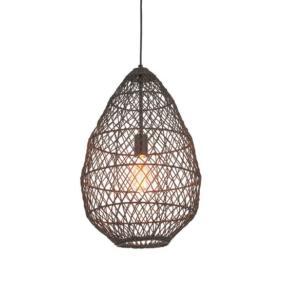 Bath Small Pendant Black rattan &amp; matt black