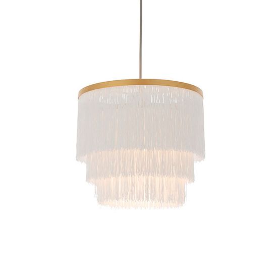Bauton Pendant Matt gold paint &amp; white tassels