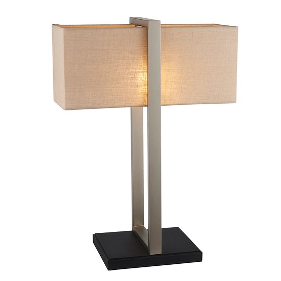 Carthorpe Table Lamp Satin nickel plate &amp; natural linen