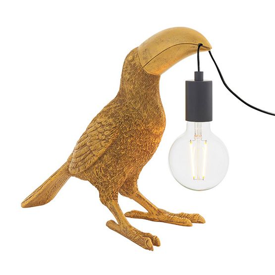 Terry Toucan Vintage Gold Paint &amp; Matt Black Table Lamp