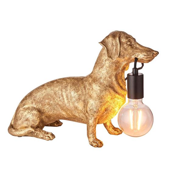 Dave Dachsund Lamp Vintage gold paint &amp; matt black