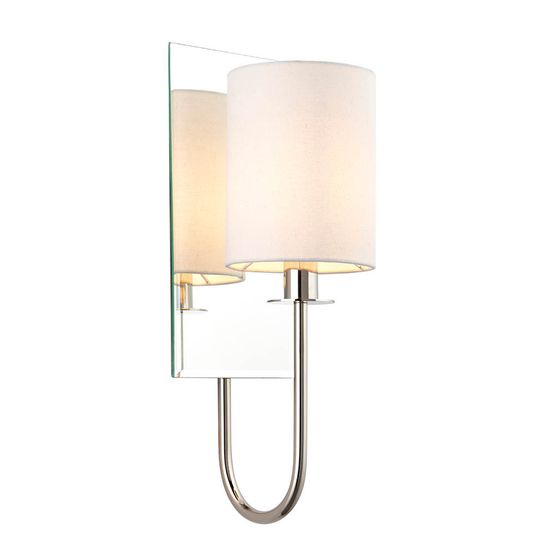 Downham Wall Light Bright nickel plate &amp; vintage white fabric