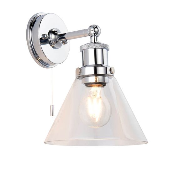 Eccles Chrome Plate &amp; Clear Glass Bathroom Wall Light