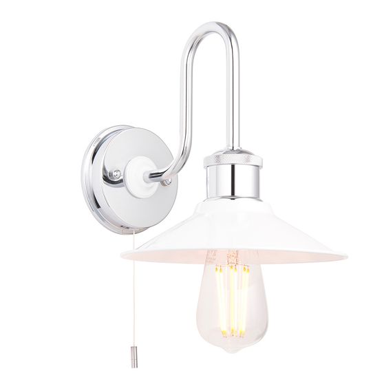 Elham Bathroom Wall Light Chrome plate &amp; gloss white