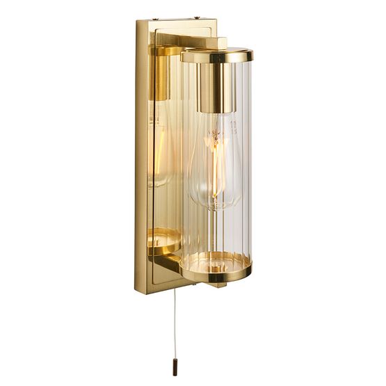 Finchley Bathroom Wall Light Dark bronze paint &amp; clear ribbed glass