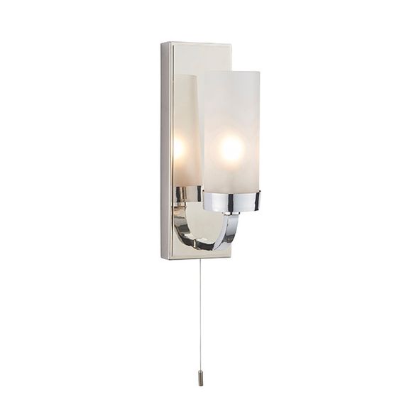 Flowton Bathroom Wall Light Chrome plate &amp; frosted glass
