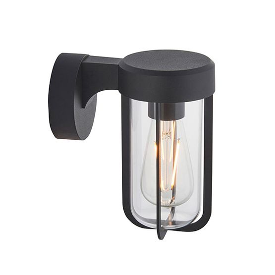 Forton Outdoor Wall Light Matt black finish &amp; clear glass