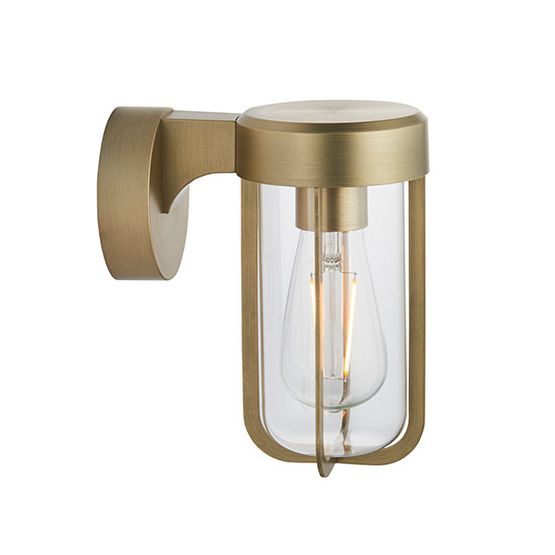 Forton Outdoor Wall Light Brushed gold finish &amp; clear glass