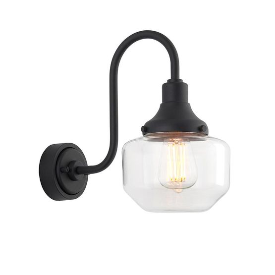 Gainsbrough Outdoor Wall Light Matt black &amp; clear glass
