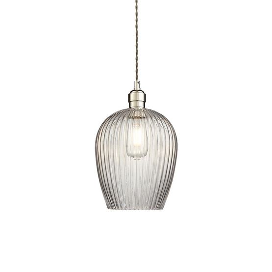 Golborne Pendant Bright nickel plate &amp; clear ribbed glass