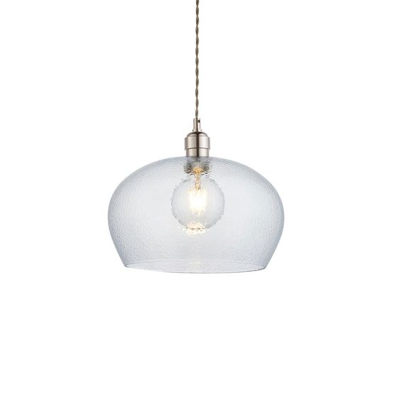 Golborne Medium Pendant Bright nickel plate &amp; clear hammered glass