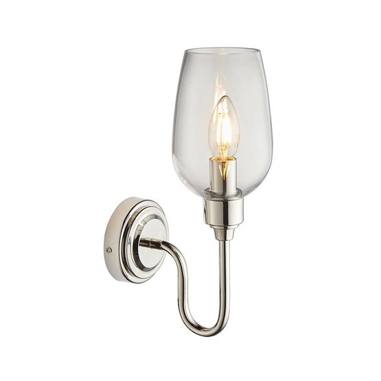 Goodmayes Wall light Bright nickel plate &amp; clear glass