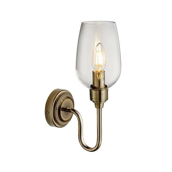 Goodmayes Wall light Antique brass plate &amp; clear glass