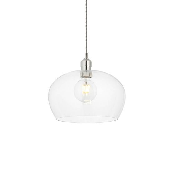 Golborne Medium Pendant Bright nickel plate &amp; clear glass