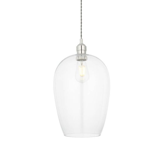Golborne Large Pendant Bright nickel plate &amp; clear glass