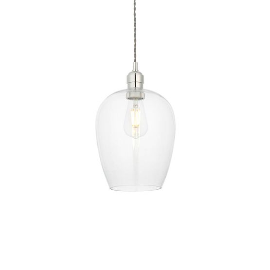 Golborne Pendant Bright nickel plate &amp; clear glass