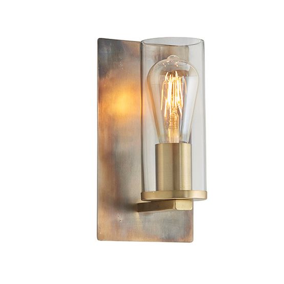Goswick Wall Light Bronze patina plate &amp; clear glass