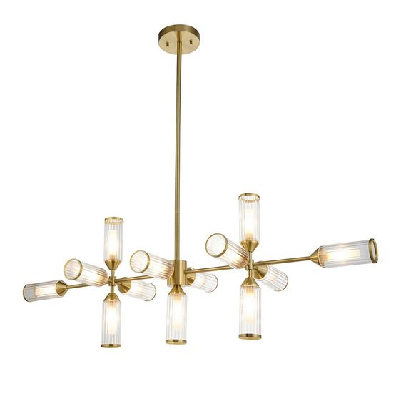 Greasby 13 Light Bar Pendant Satin brass plate with clear &amp; frosted glass