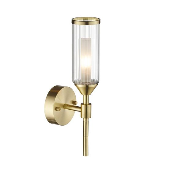 Greasby Wall light Satin brass plate with clear &amp; frosted glass