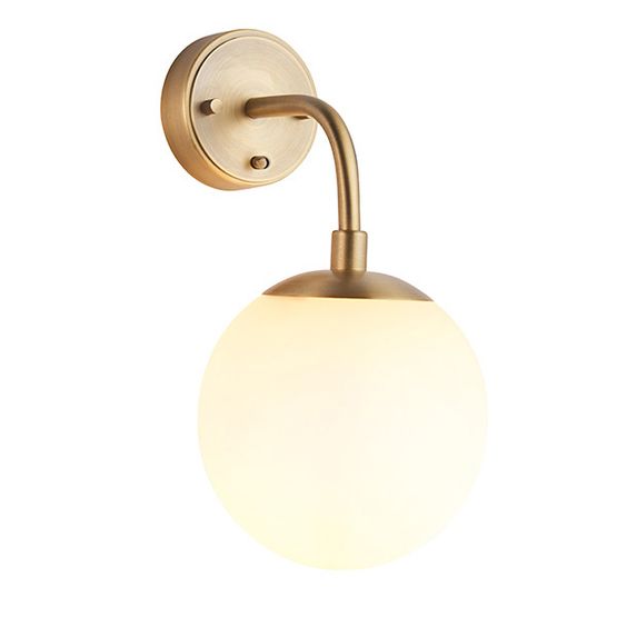 Grinton Matt Antique Brass Plate &amp; Opal Glass Wall Light