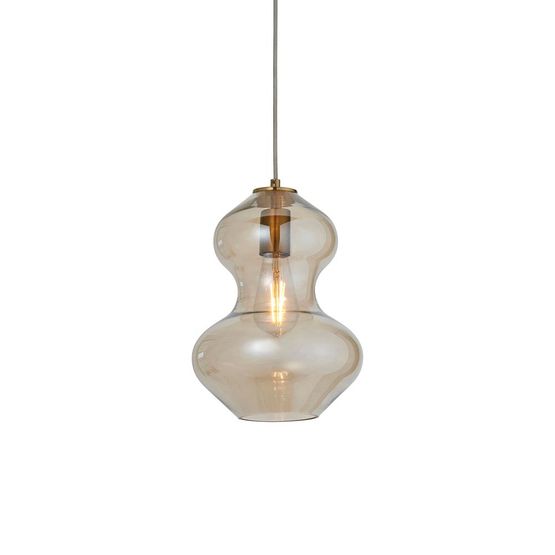 Guston Shaped Glass Pendant Satin brass plate &amp; champagne lustre glass