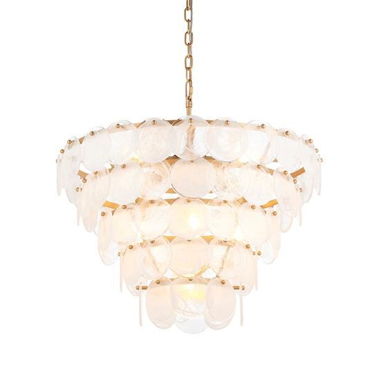 Haltham 9 Light Pendant in Antique Gold with White &amp; Clear Glass