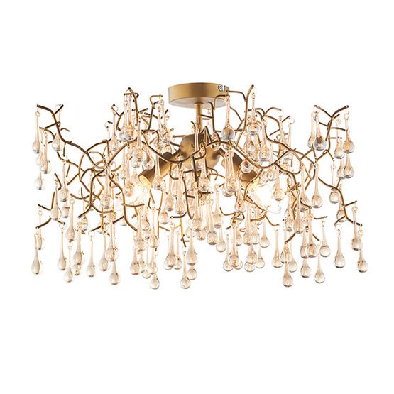 Hamilton 3 Light Semi Flush Aged gold paint &amp; champagne lustre glass