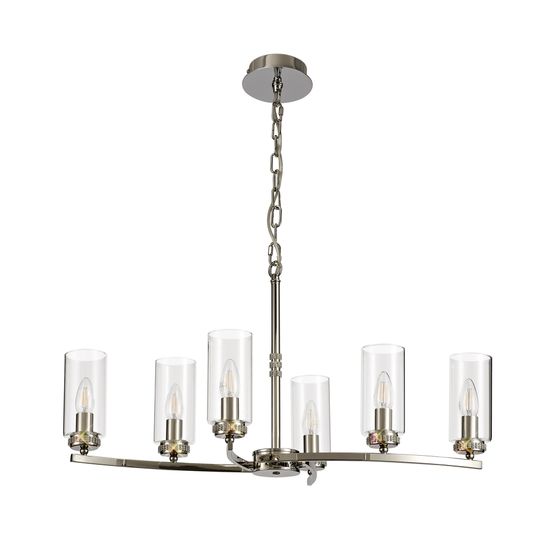 Daisy  Rectangular Pendant/Semi Ceiling, 6 x E14, Polished Nickel