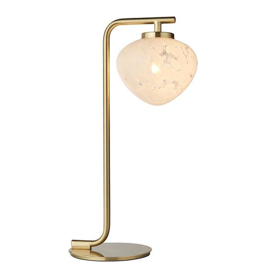 Kilnwick Satin Brass Plate &amp; White Confetti Glass Table Lamp