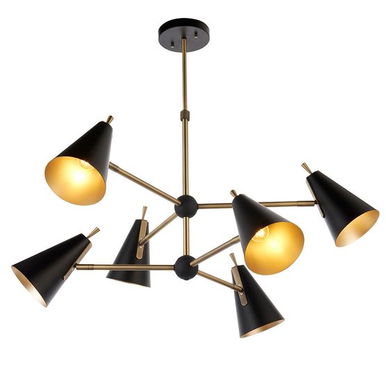 Lythe 6 Light Pendant Matt antique brass plate &amp; matt black