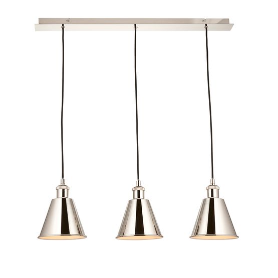 Maiden 3 Light linear Pendant Bright nickel plate