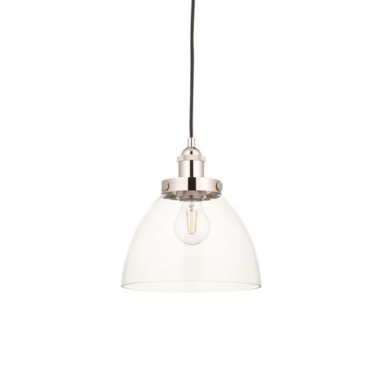 Marham Single Pendant Bright nickel plate &amp; clear glass