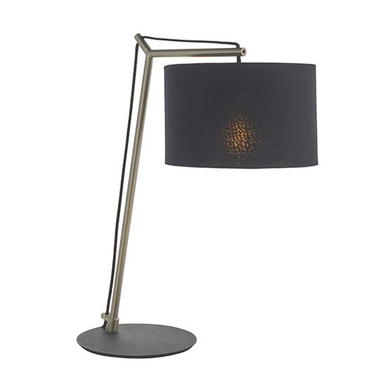 Martock Matt Nickel Plate &amp; Black Cotton Fabric Table Lamp