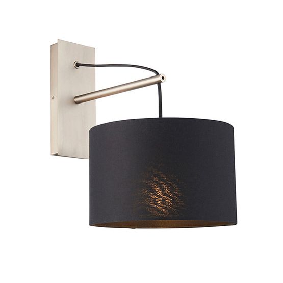 Martock Wall Light Matt nickel plate &amp; black cotton fabric