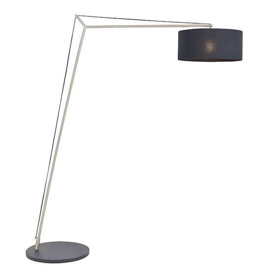 Martock Floor Lamp Matt nickel plate &amp; black cotton fabric