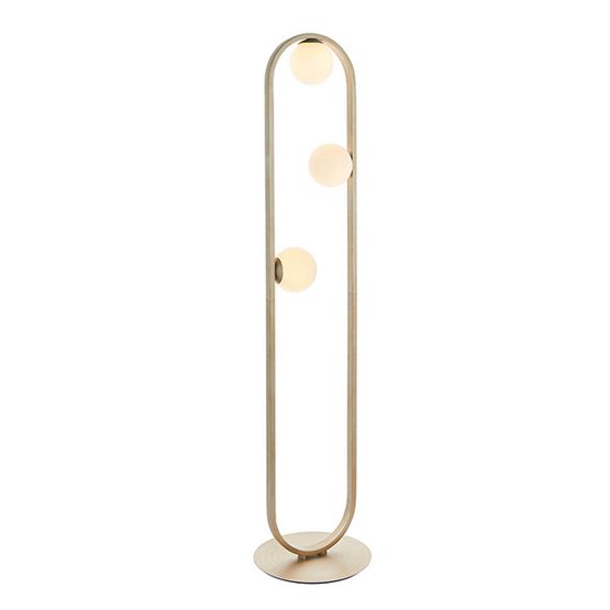 Melbourne Brushed Gold Finish &amp; Gloss Opal Glass Floor Lamp