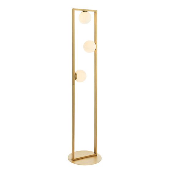 Melbourne Floor Lamp Brushed gold finish &amp; gloss opal glass