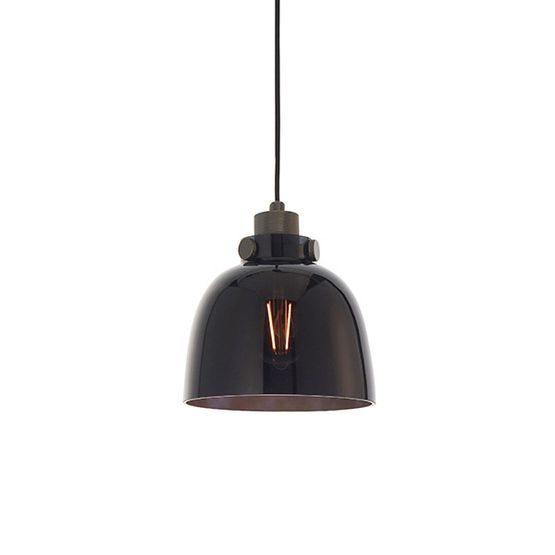 Monard Single Pendant Black tinted glass &amp; black chrome plate
