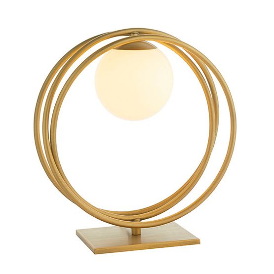 Parkstone Brushed Gold Paint &amp; Gloss Opal Glass Table Lamp