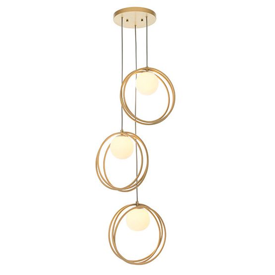 Parkstone 3 Light Pendant Brushed gold paint &amp; gloss opal glass