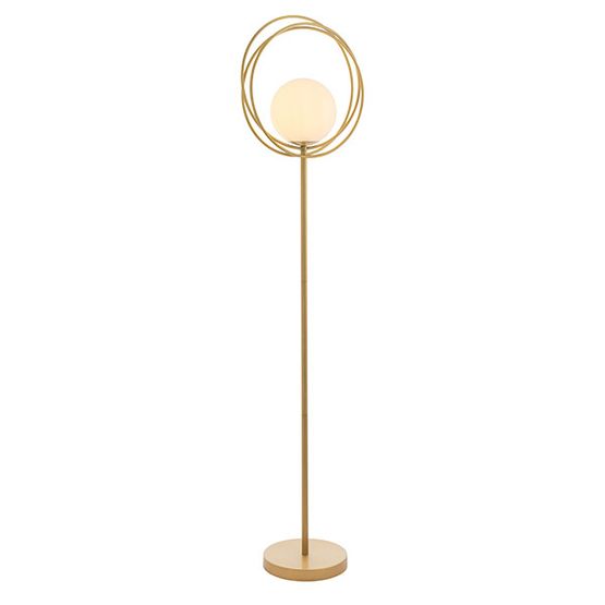 Parkstone Floor Lamp Brushed gold paint &amp; gloss opal glass