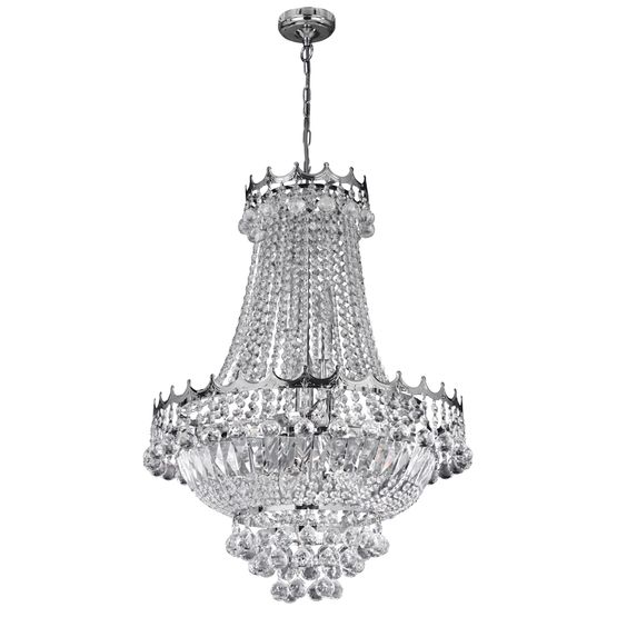 Versailles 19Lt Chandelier - Chrome Metal &amp; Crystal