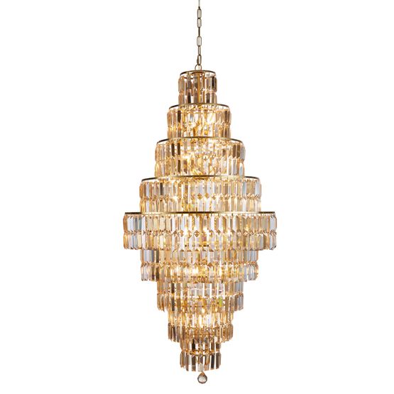 Empire 13Lt Chandelier - Satin Brass Metal &amp; Champagne Glass