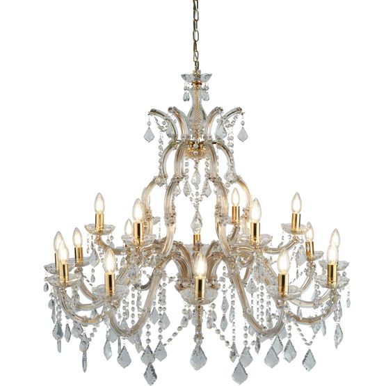 Marie Therese 18Lt Chandelier-Polished Brass &amp; Clear Crystal