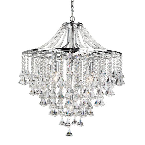 Dorchester 5Lt Pendant - Chrome Metal &amp; Clear Crystal