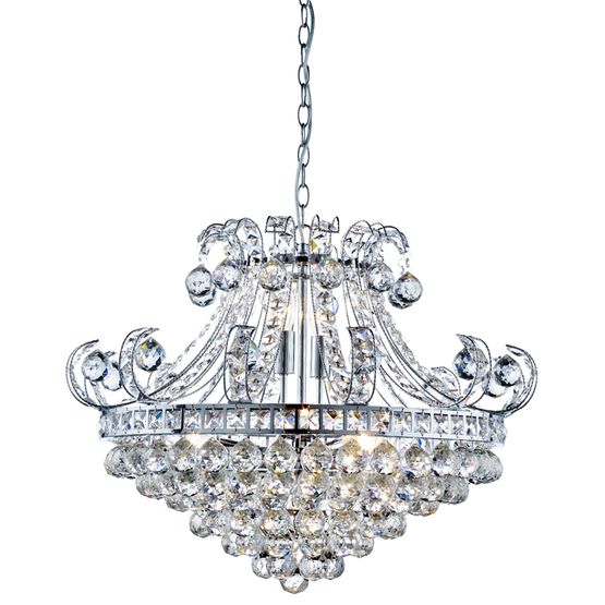 Bloomsbury 6Lt Tiered Chandelier - Chrome, Clear Crystal