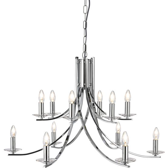 Ascona 12Lt Pendant - Chrome Metal &amp; Clear Glass Sconces